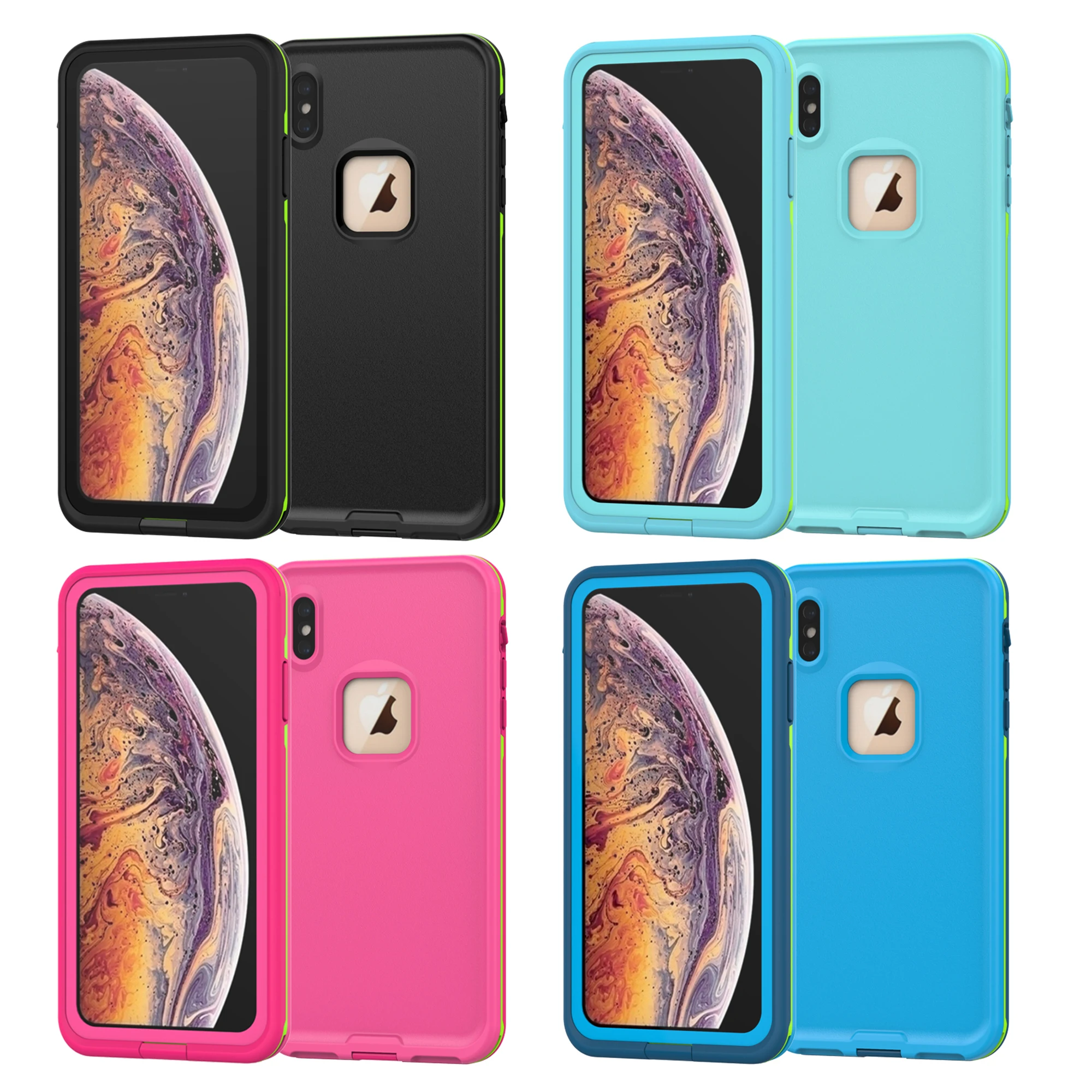 
Waterproof Case 360 Full Rugged Cover Slim Shockproof Dustproof Waterproof Built-in Screen Protector For iPhone XS/ 