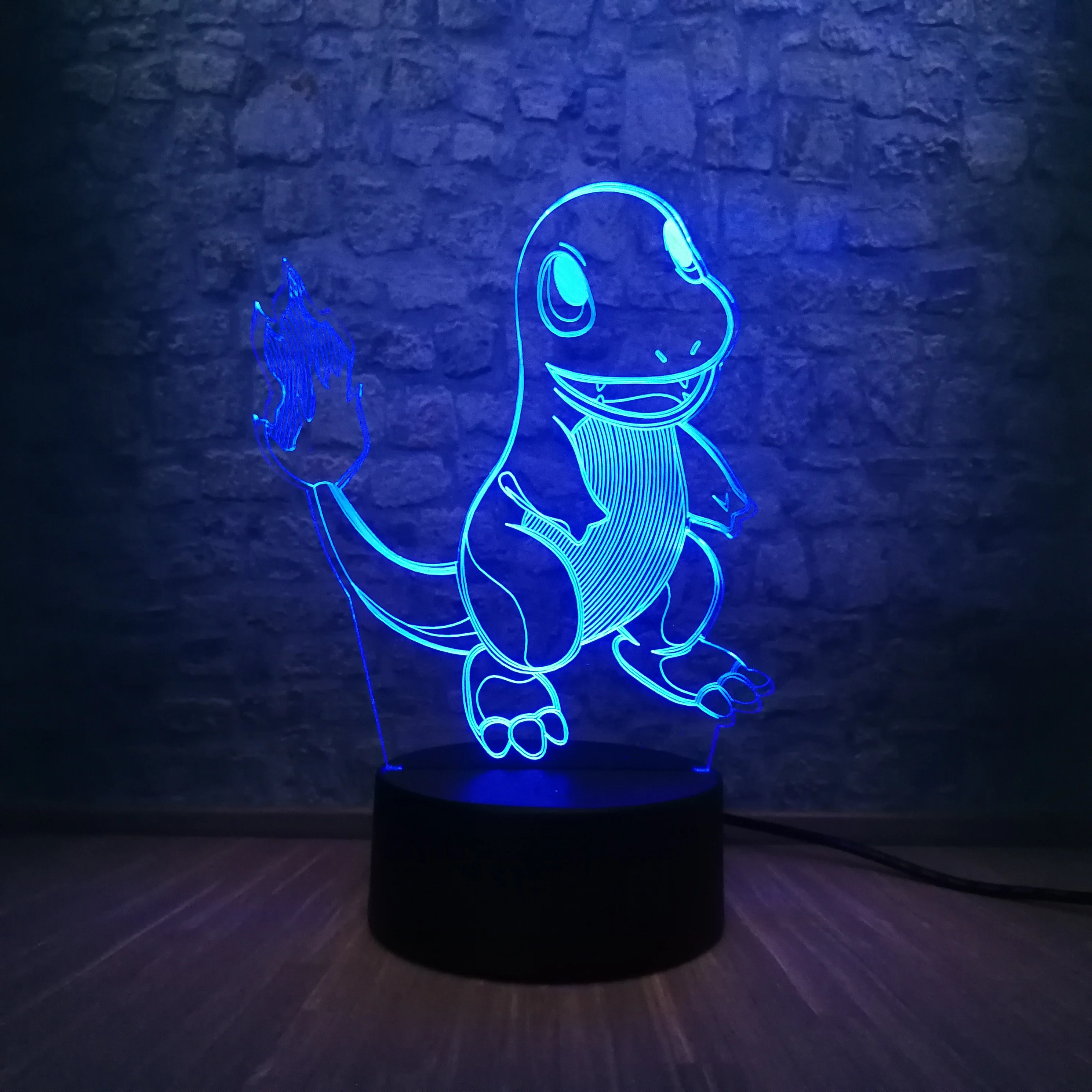 Japanese Cartoon Pokemons Go Game 3D LED Lamp RGB Lighting Small Fire Dragon Colorful Night Light Animal Figure Kid Toys Gifts