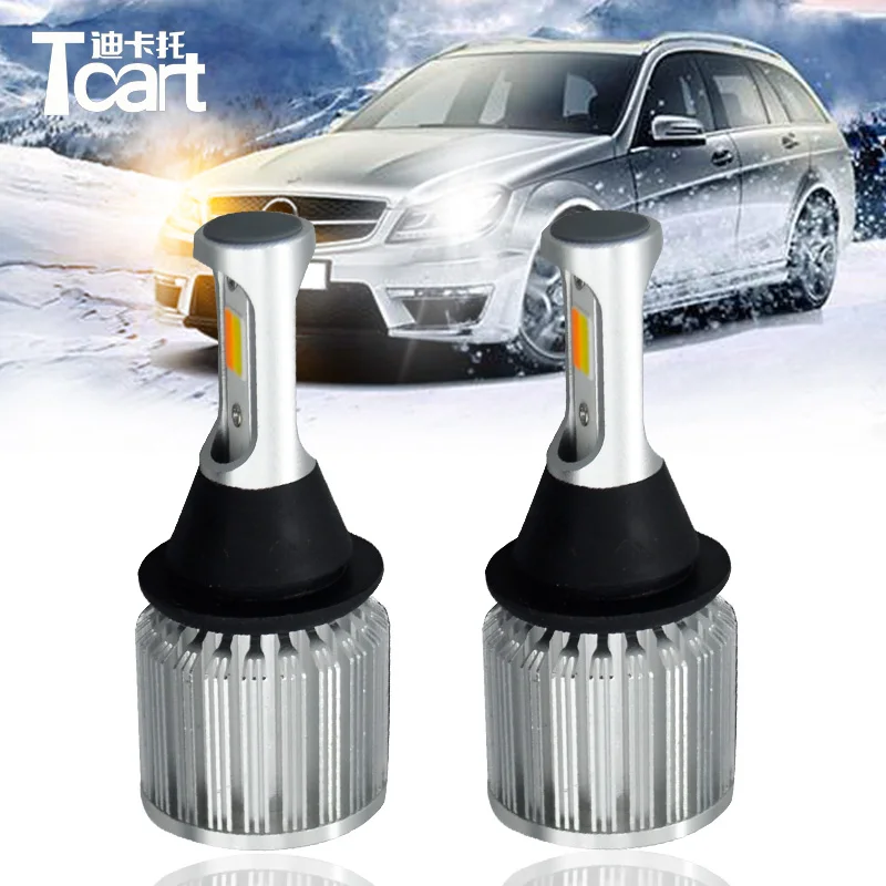 Guangdian Hot sell New design T20 led brake light heating aluminum car bulb 7443 cob drl white+yellow Car Turn Signal DRL Parkin