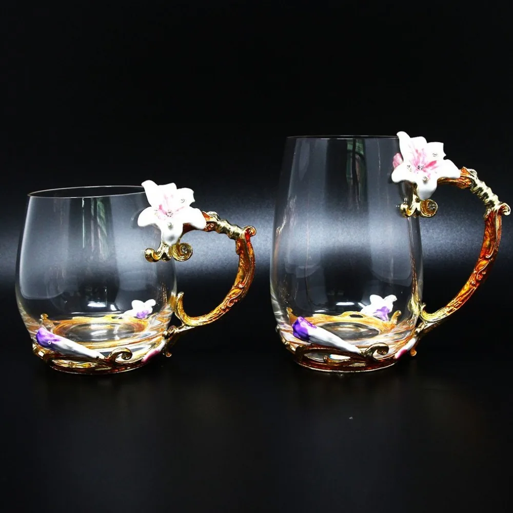 Novelty Enamel Handle Reusable Coffee Cup Glass