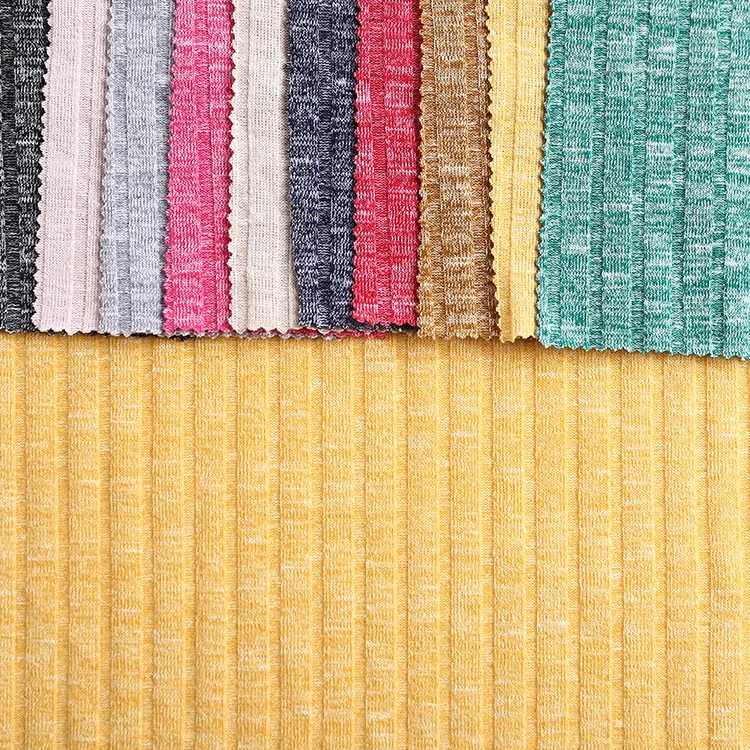 new design high quality 97%polyester 3%spandex 230gsm yarn dyed slub  rib  knit fabric custom bamboo for fashion clothing