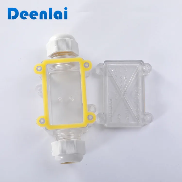 2 way IP68 outdoor electronic plastic transparent terminal waterproof cable junction box with cover