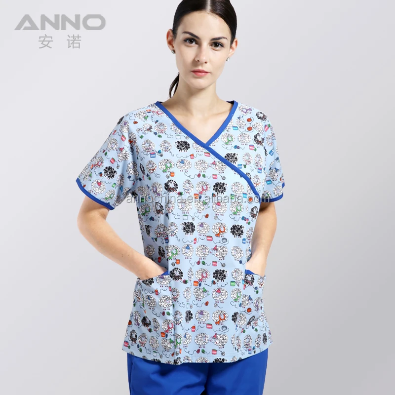 Hot Selling Waterproof Printing Nursing Clothes Hospital Medical Scrubs