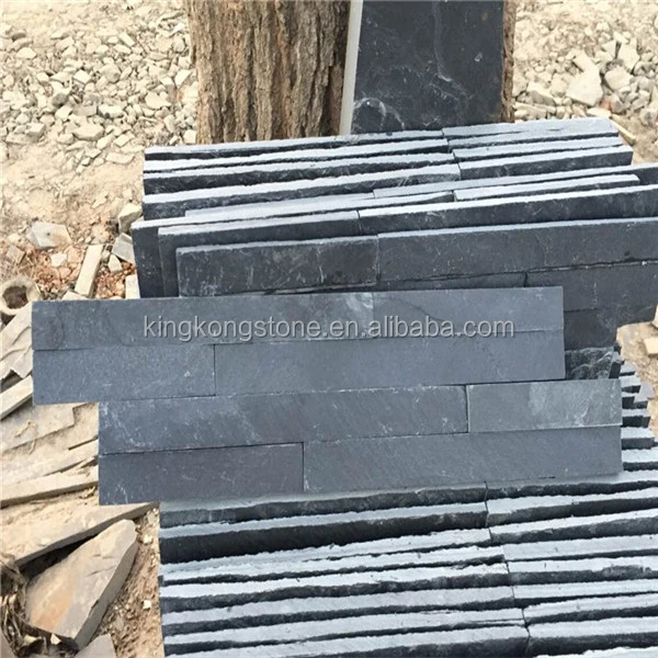 
Natural black exterior decoration stone split slate wall covering panel 