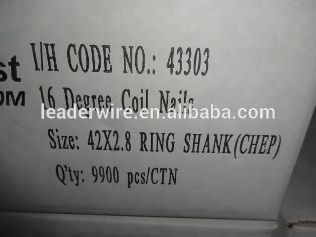 Pallet Coil Nails 2.8*42mm Ring