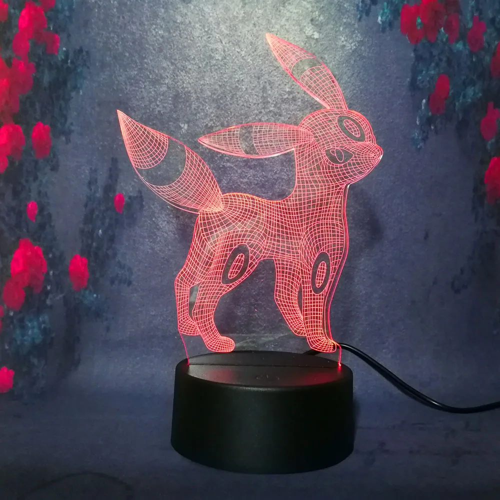 DIY 3D Touch Night Light Pokemon Umbreon 7 Color Change LED Light USB Christmas Birthday Gift Illusion Decor lighting Table Lamp