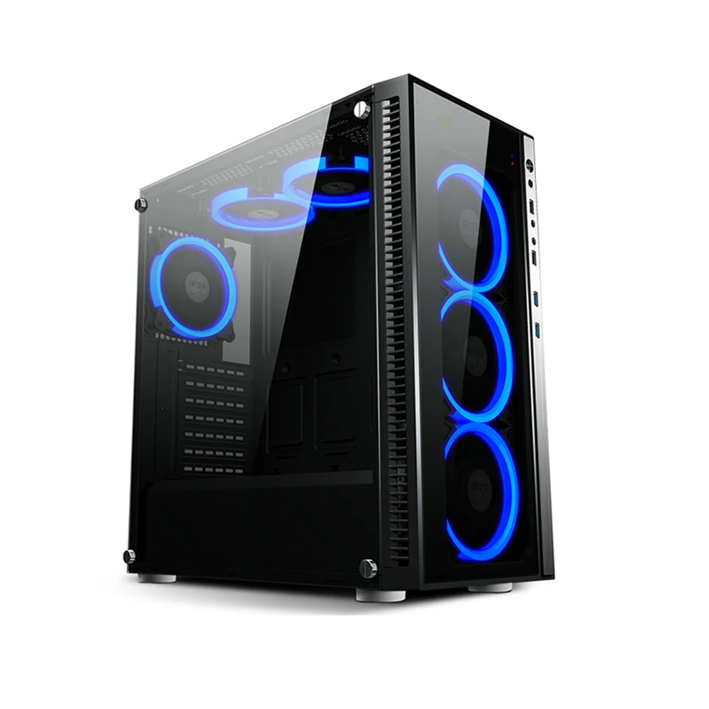 2021 custom  tempered glass Mid Tower chassis computer case pc gaming case