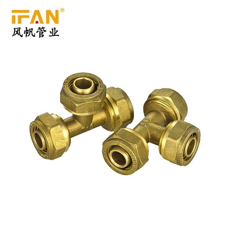 High Quality Wholesale PEX Fittings 16mm 18mm 20mm Brass Tee for PEX Pipe