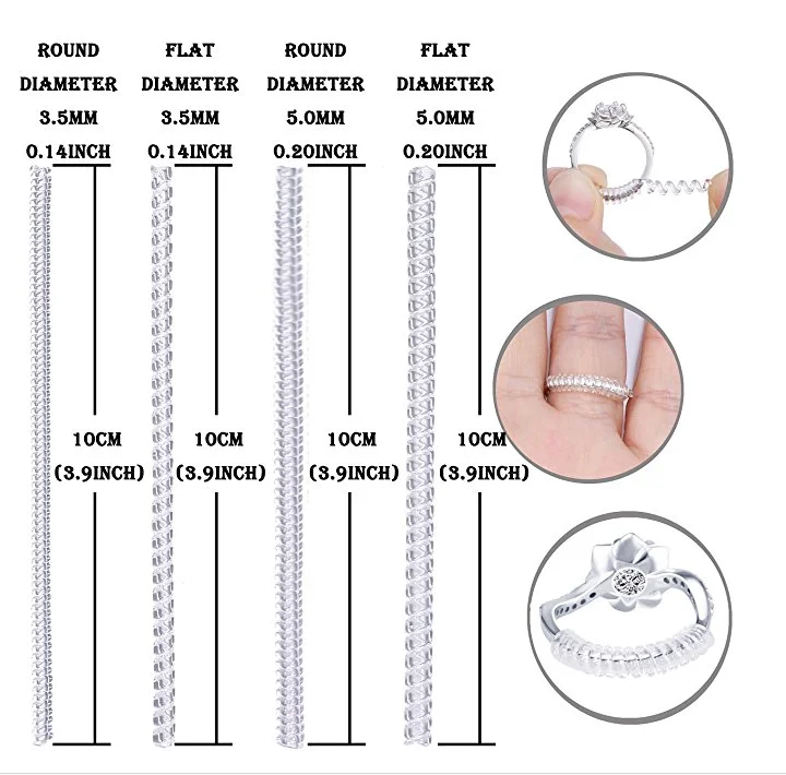 Plastic clear Ring Sizer for Loose Rings with Silver Polishing Cloth