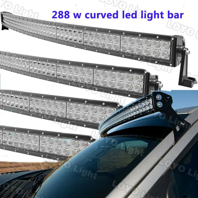 low price 288W 50 inch curve/ straight led light bar off road light bar 288w curve led light bar for trucks/ Jeep