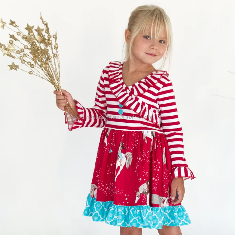 fashion winter Christmas girls cotton nutcracker print dress