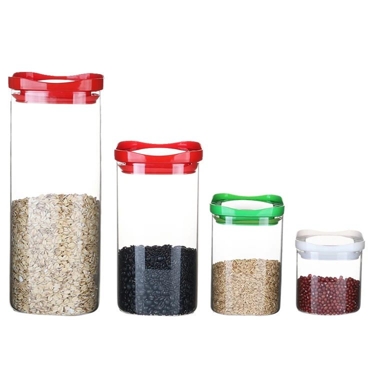 
Transparent Food Storage Canister Clear Borosilicate Glass Jar with Square Lid 