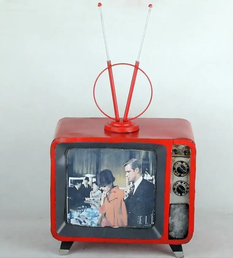 Red America Style Old Antique Zakka Handmade Showcase Decoration TV Model 876