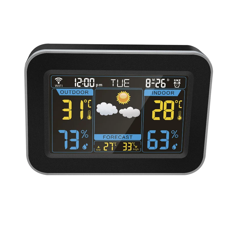 App Control Rectangle Wifi Lcd Color Digital Table Weather Forecast Alarm Clock with Temperature for Promotion
