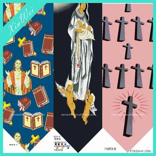 Fashion Personality Design Customized Printed Polyester Necktie For Christian