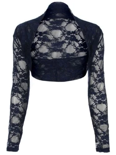 Womens Cropped Lace Shrug Long Sleeve Ladies Lace Cardigan Top Jacket