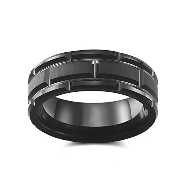
Hot sell black tungsten carbide ring with red dragon piece design for men 
