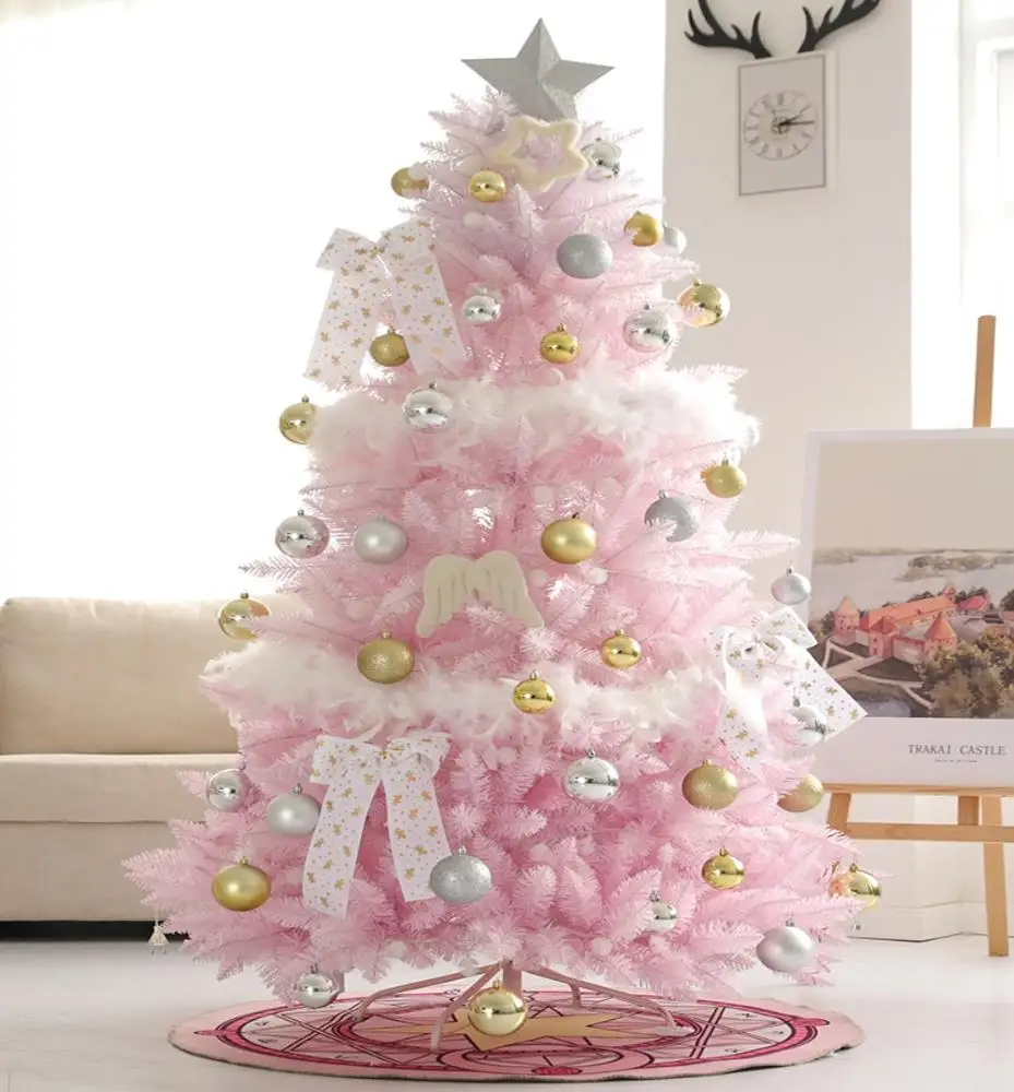 Home Decoration Indoor 5 Feet Artificial Led Light Pink Christmas Tree