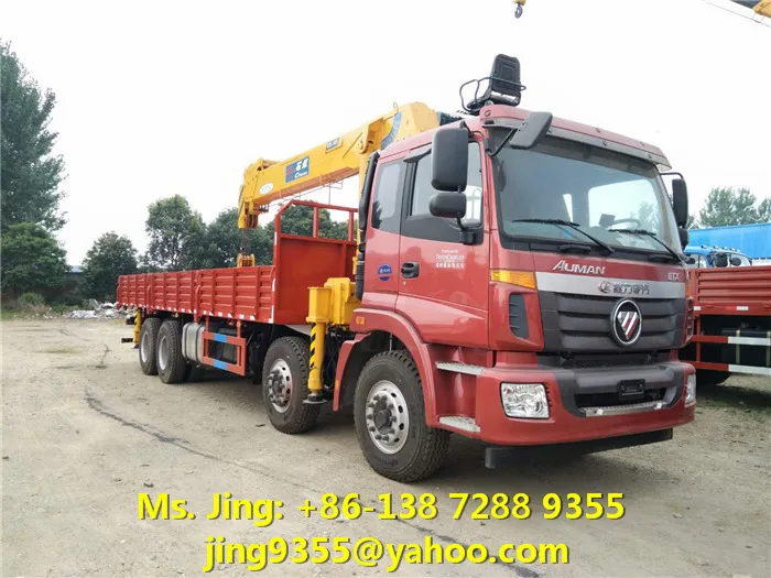 Chile Hot Selling Euro V FOTON 8x4 Cargo Lorry Truck With 14T 16T Folding Crane