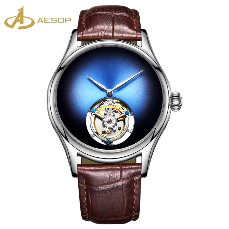Aesop hot selling tourbillon mechanical watch stainless steel bezel waterproof unisex tourbillon mechanical watch