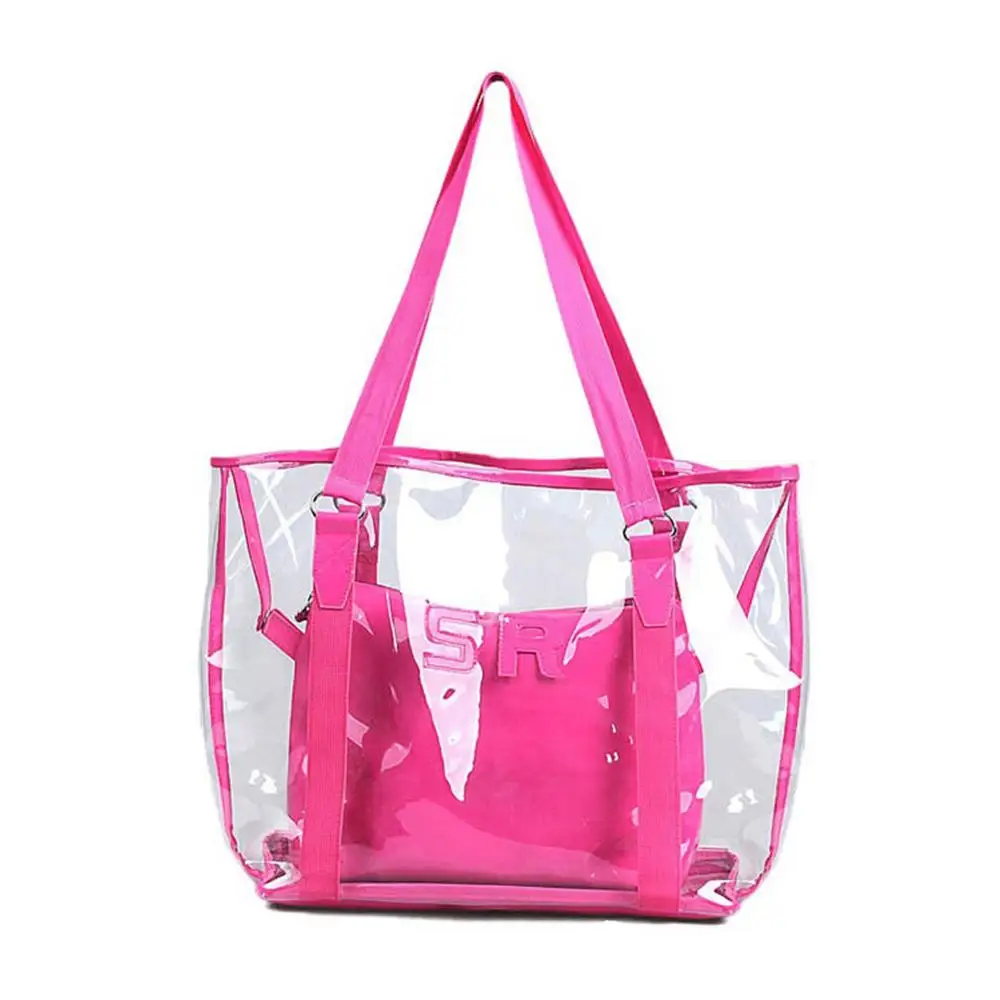 Women Fashion Luxury waterproof Jelly Tote  Clear PVC Beach Bag