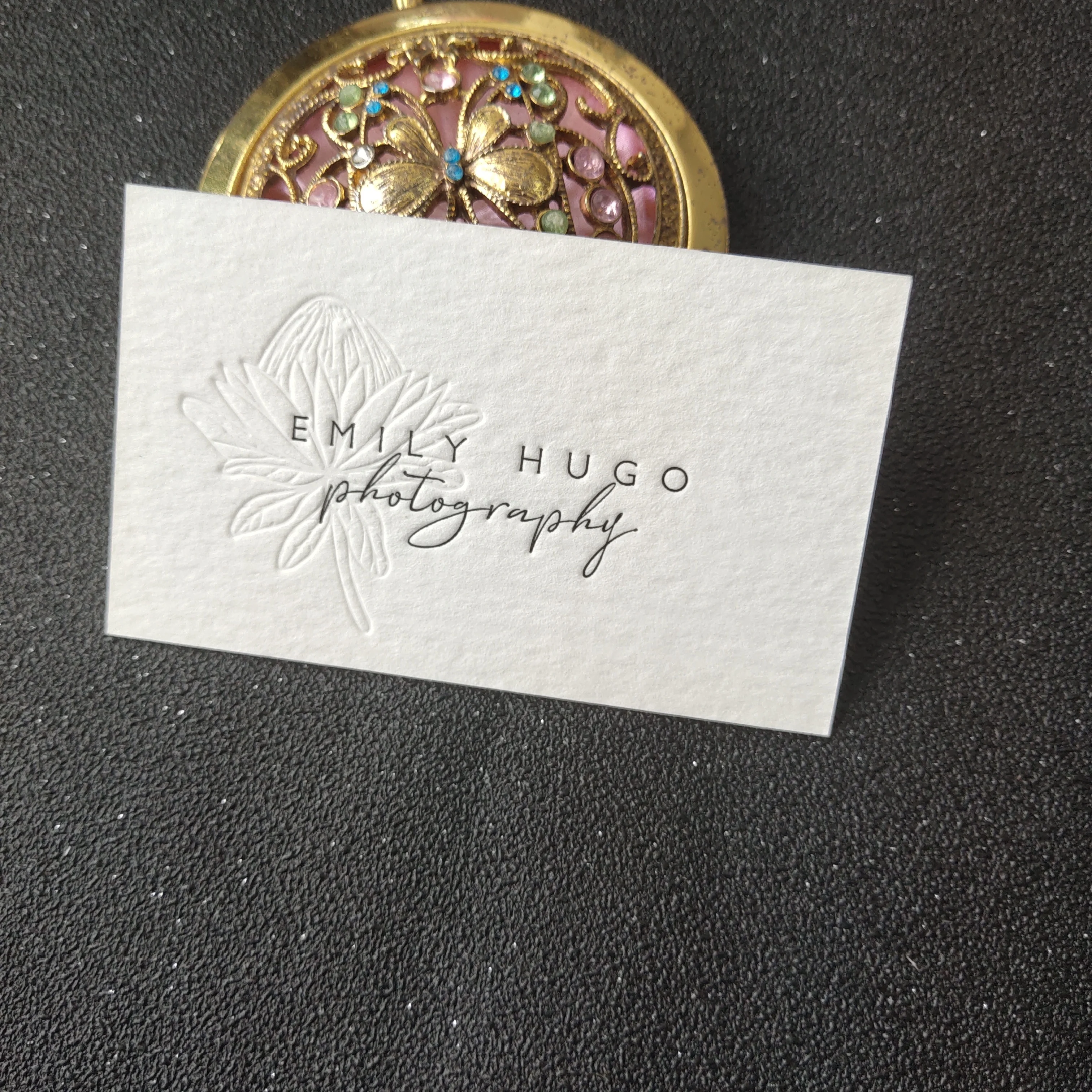 600gsm cotton paper rose gold foil stamping debossed business card printing