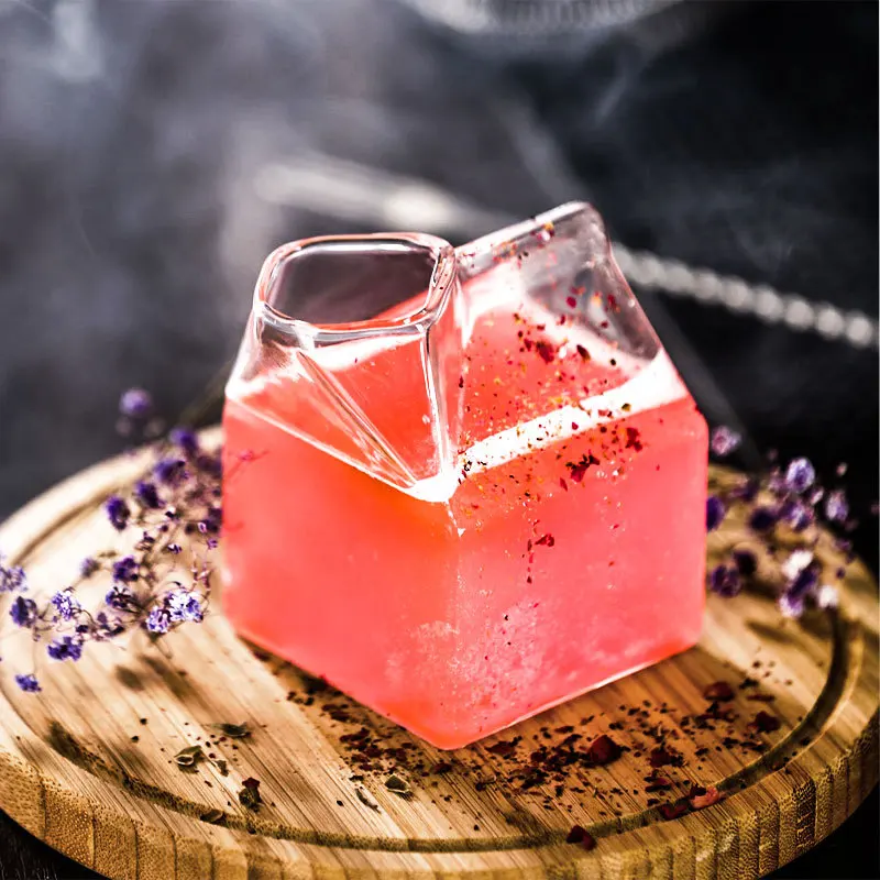 Japanese Square Milk Glass Milk Box Shape Cup Personality Milk Cup ,Juice and Cocktail Glass