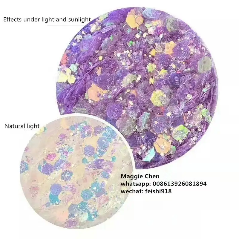 Feishi 8 color/set Neon sequins Sunlight Sensitive Color Changing Flake UV Light Nail Glitter
