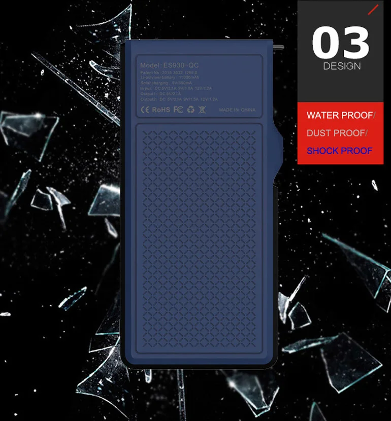 ES930QC chargeur de solaire personalised usb powerbank portable anti-shock power bank 10000mah power add OEM&ODM