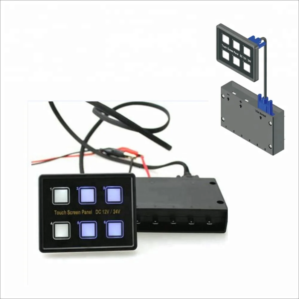 12V 24V Capacitive Touch Screen Switch Pane Car Marine Boat Circuit Control Box  LED car crystal glass panel