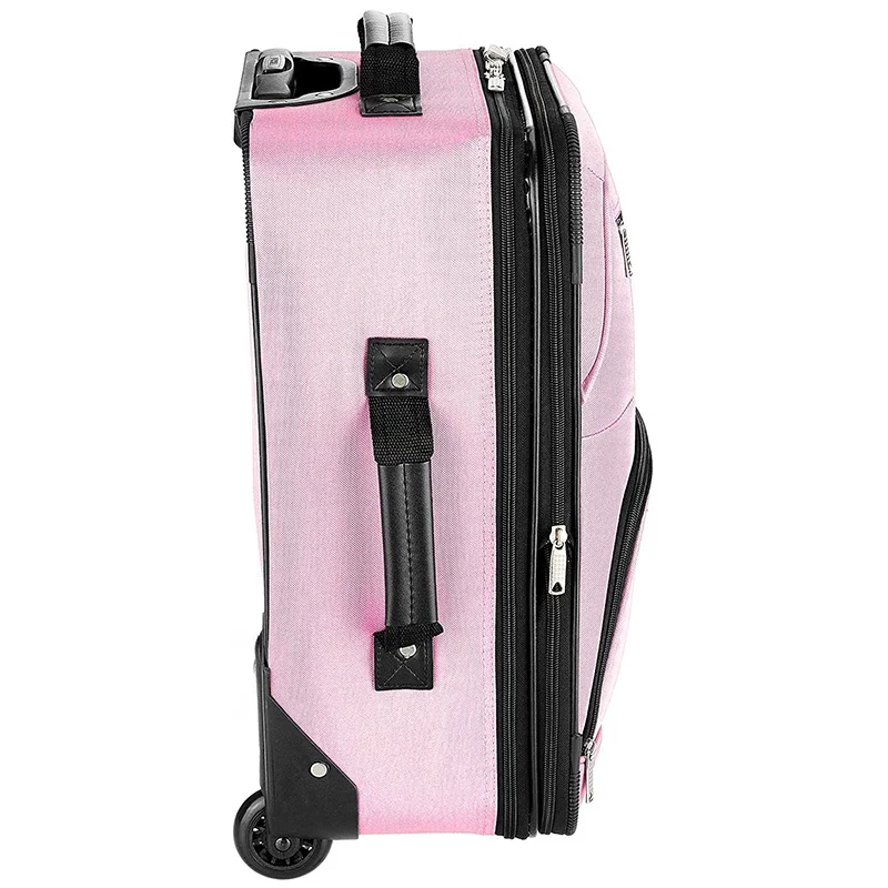 Pink Nylon Hardside Carry on Travel Suitcases  2 pcs Trolley Luggage Bag Sets For Women