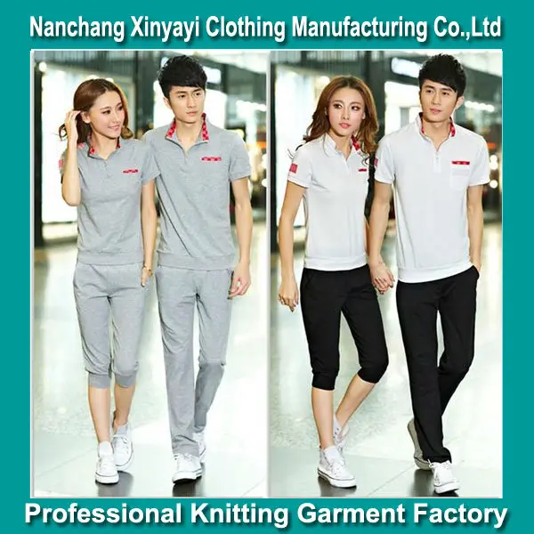 Парная одежда, спортивная одежда, Однотонная футболка и Спортивные штаны/оптовая продажа одежды, изготовленной на китайской фабрике Jiangxi