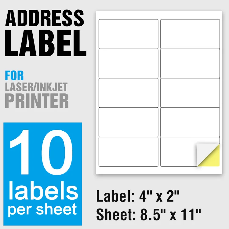 Half sheet a4 self adhesive shipping labels stickers 2 up