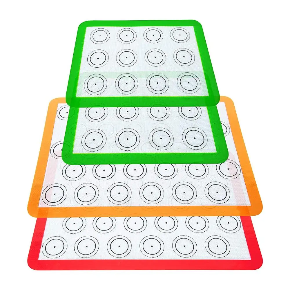 
Set of 4 Reusable Silicone Macaron Baking Mats 0.75mm (2 Half Sheet Liners and 2 Quarter Sheets),Non Stick Silicon Liner 