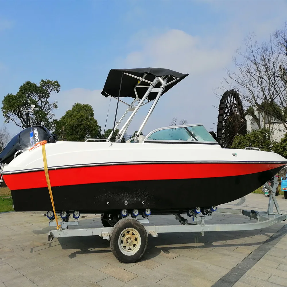 8 passengers small fiberglass speed boat with outboard engine for sale