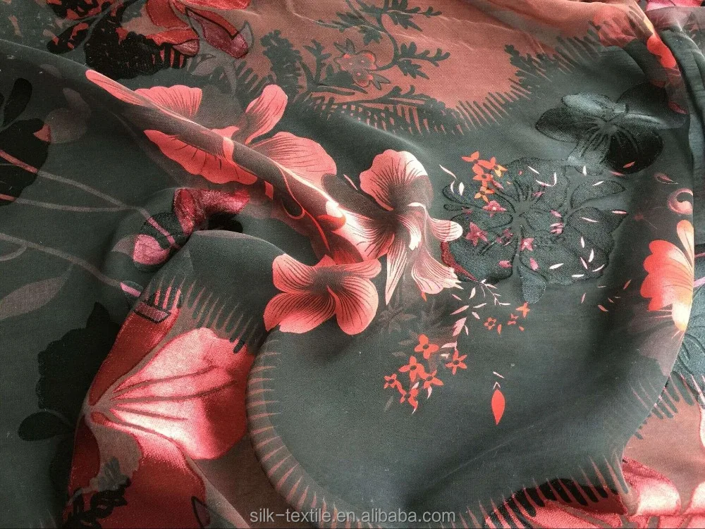 
printing and devour silk rayon satin fabric 