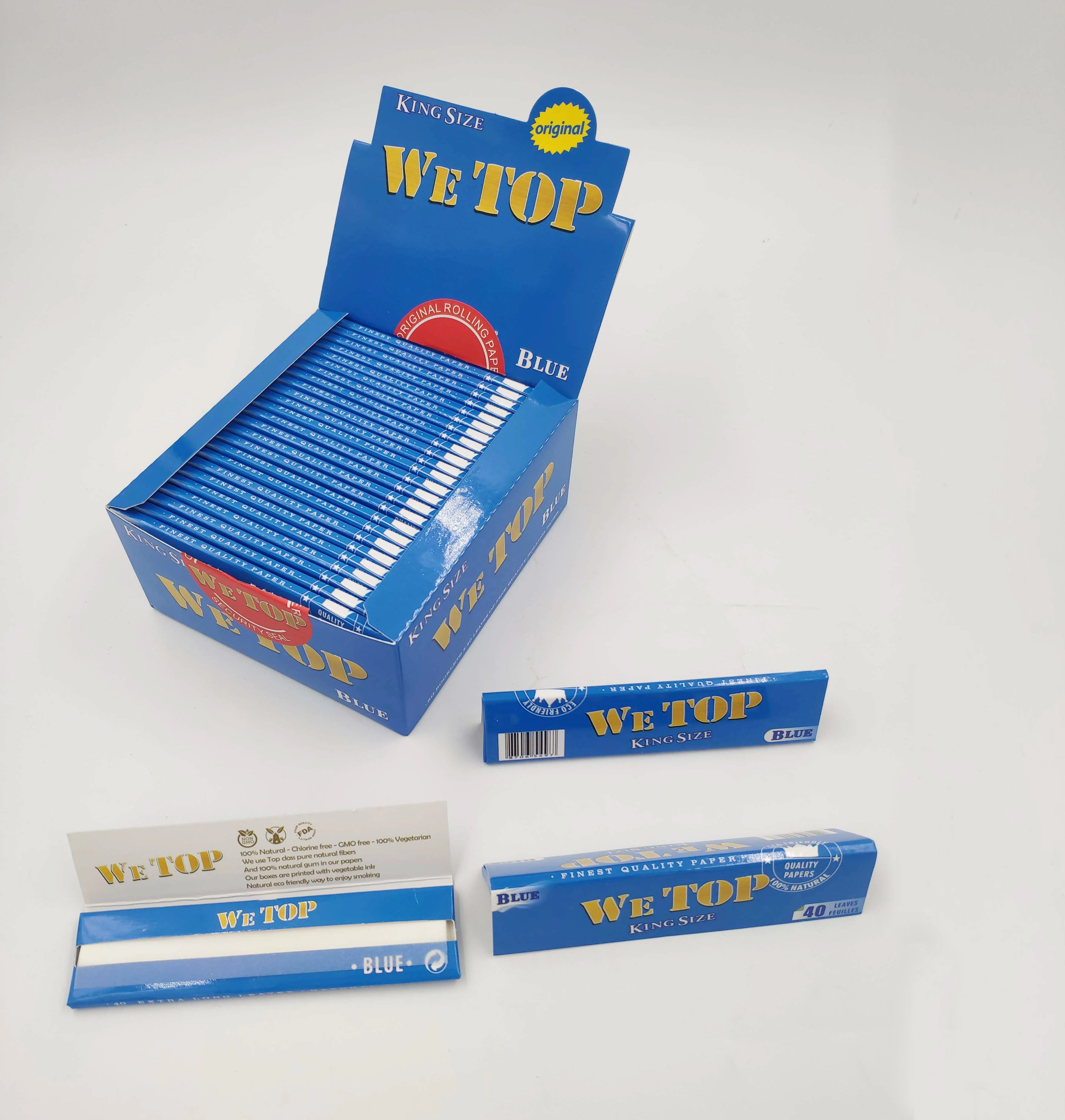 WE TOP rolling papers white rice paper king size slim 40 leaves per booklet, OEM available