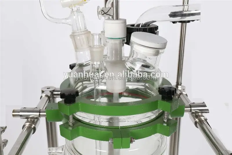 Two layer double glass lined chemical reactor with condenser