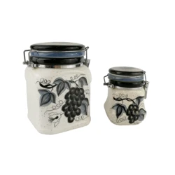 custom airless white ceramic enamel kitchen coffee airtight canister sets sealed storage jam clamp jars with metal clip lid