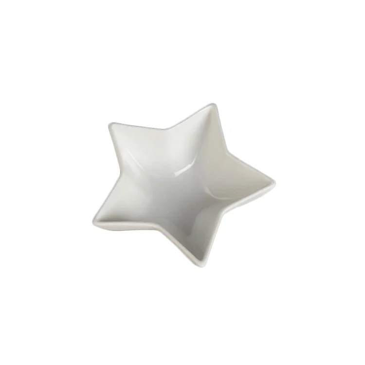 Table decoration star shape concise hand made white fruit popcorn ceramic bowl