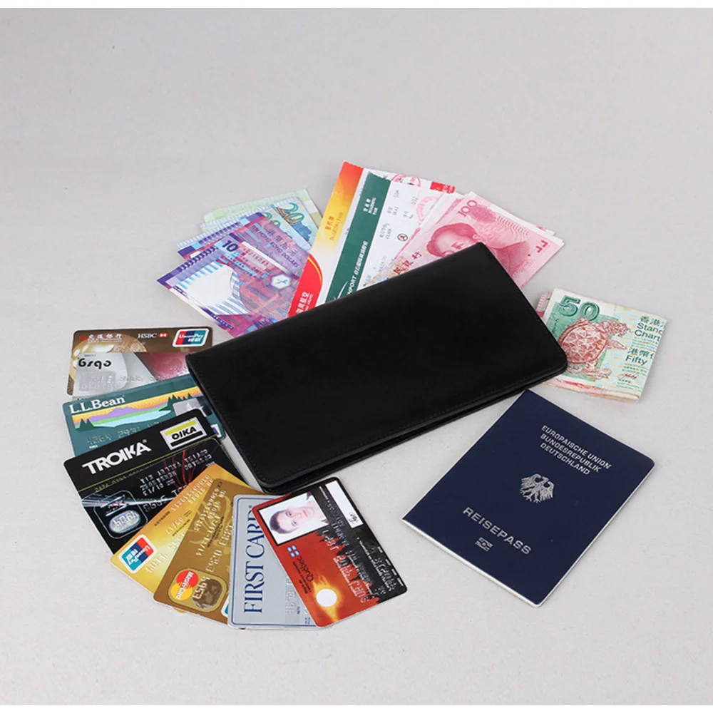 Customized Genuine Leather Passport Wallet Cards Holder Traveller Documents Cover Holder PU Leather Passports Holder