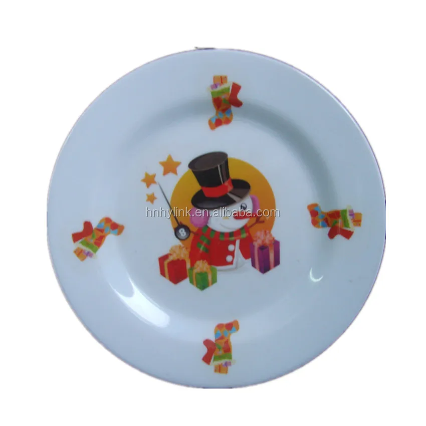 A5 8.5 Inch Cheap Custom Printing Character Round Plastic Christmas Melamine Kids Catering Dinner Plate