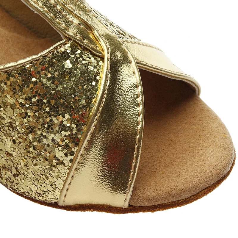 Женская обувь для взрослых в стиле латино на высоком каблуке атласная танцевальная обувь с мягкой подошвой и блестками сценическая танцевальная обувь