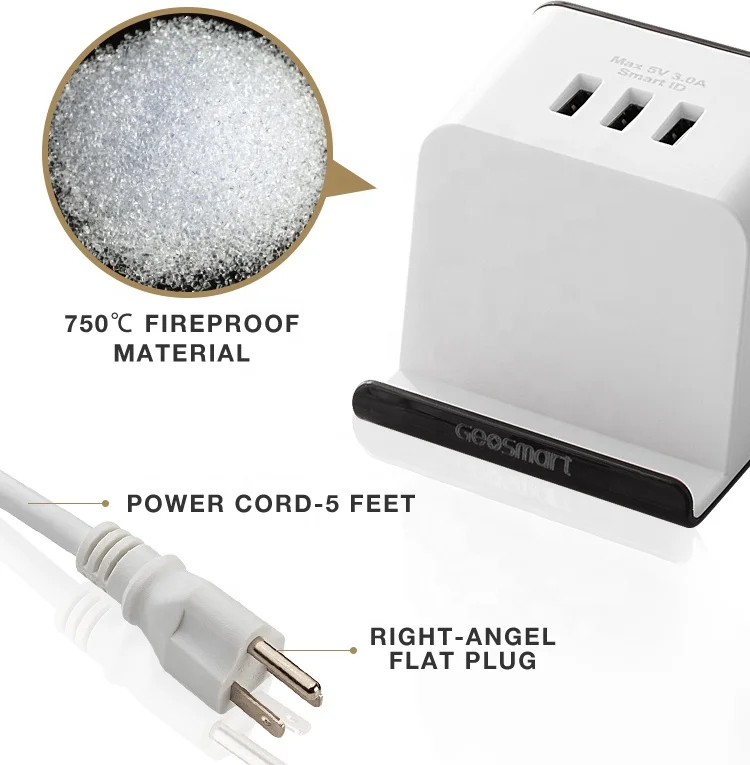 
FCC Approved Desktop Multi Plug Smart Power Strip American Type Outlet Surge Protector With 4.9Ft Extension Cord 