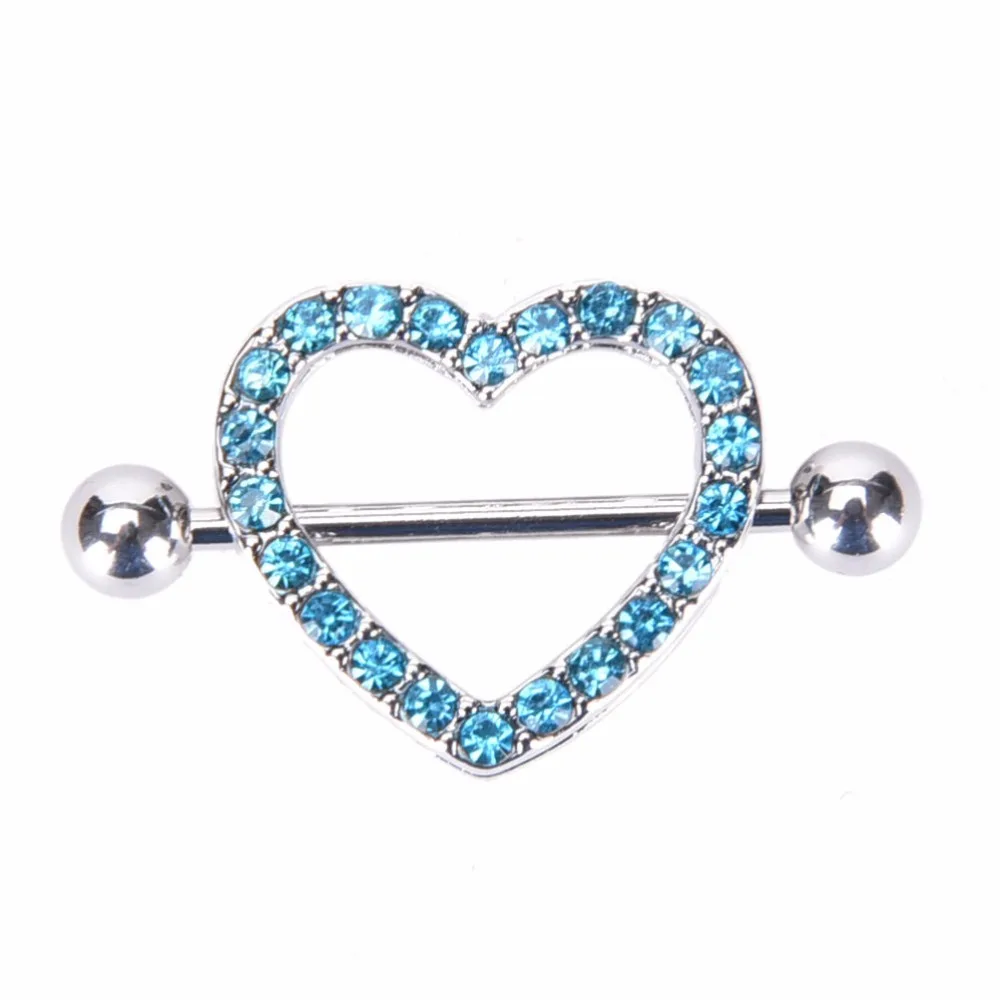 Woman Fashion Fancy Gems Jewelled Heart Shaped Nipple Piercing Rings Sexy Nipple Piercing Jewelry Rings