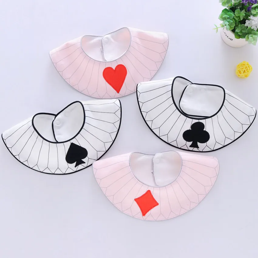 
New Baby circular Rotating Bib Four Playing Cards Patterns Saliva Towel Super Absorbent Baby Cloth Cotton baby Bib Eating Pocket 