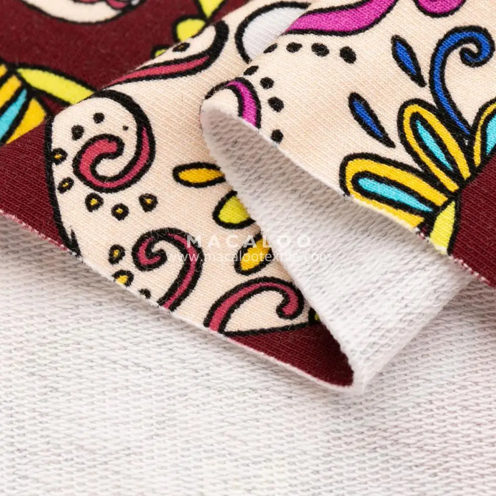 Digital print french terry cotton spandex blend fabric for hoodie