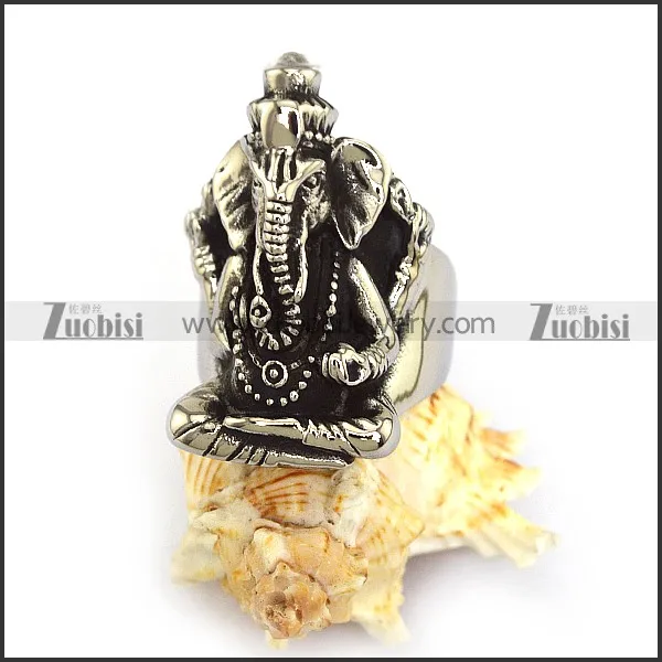 Indian Antique  Royal Gold Plating Long Nose Elephant Ganesh Ring