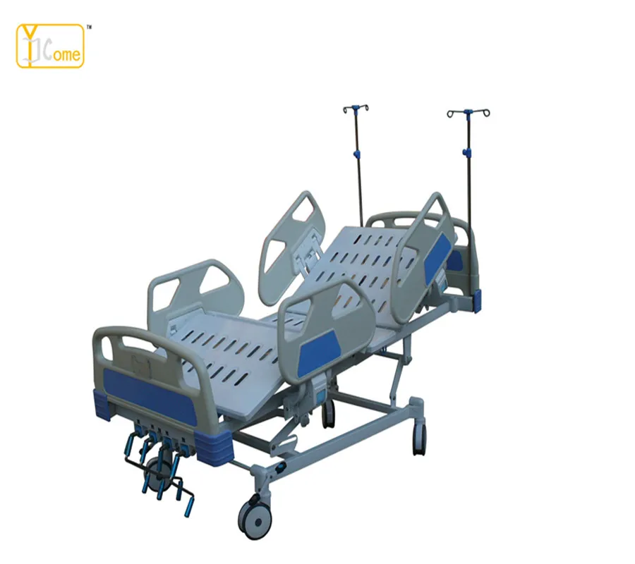 ABS 4 Crank 5 Functions hospital beds,medical bed with ABS head foot boards and side rail