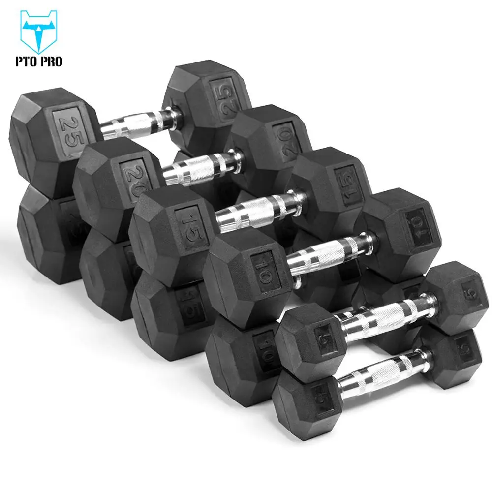Hex Rubber Coated dumbbell dumbbells commercial dumbbell set for gym